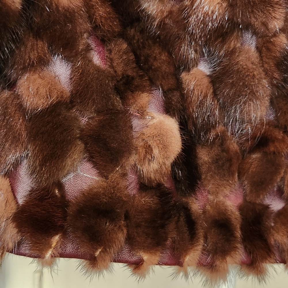 NWT Genuine Mink Fur Real Fox Fur Leather Coat  Only One Available - Picture 6 of 15